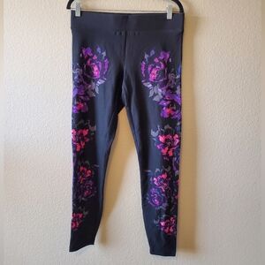 Torrid Black Leggings With Floral Design